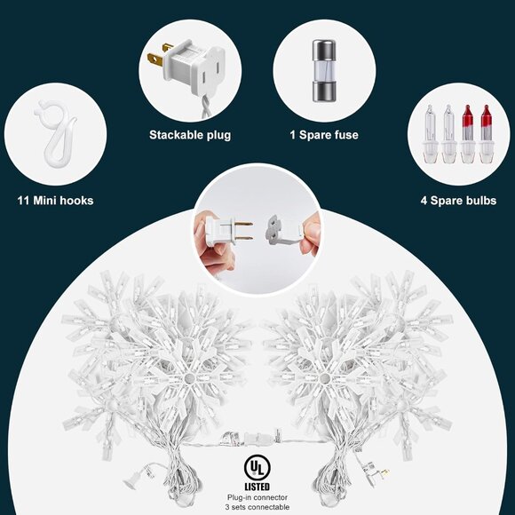 Luminous 13ft Snowflake String Lights with Dynamic Modes - Perfect Holiday Decor - Picture 7 of 9